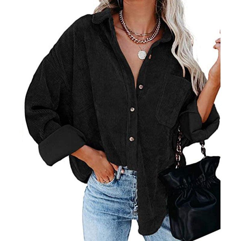 Corduroy Country Chic Shirt – Stylish Single-Breasted Cowgirl Shirt