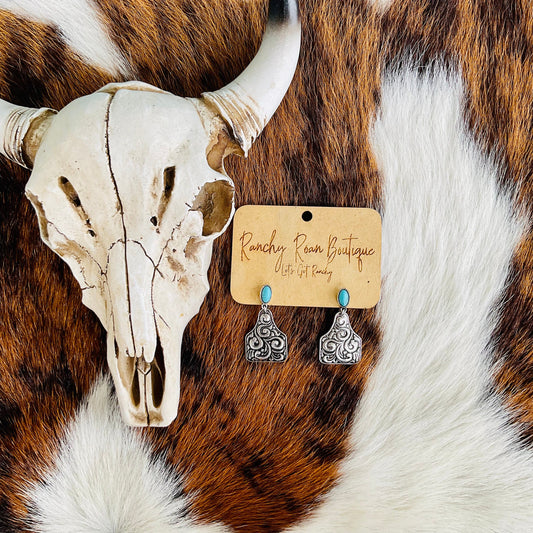 Western 1.5″ Ear Tag Casting Stud Earrings
