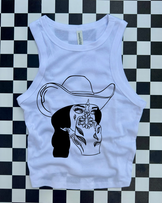 Unbothered ribbed racer Tank