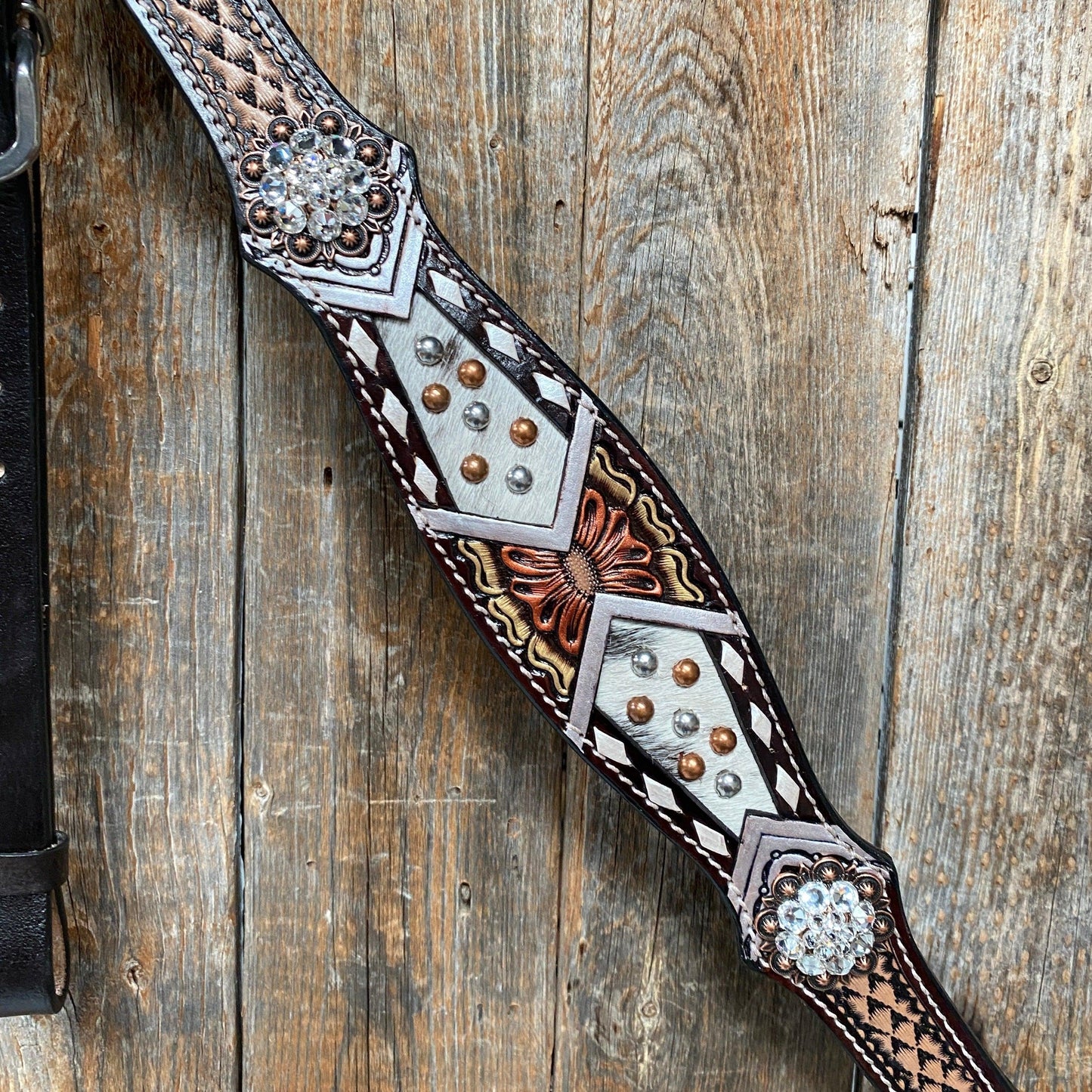 Cowhide Clear Browband/One Ear Tack Set #BBBC472