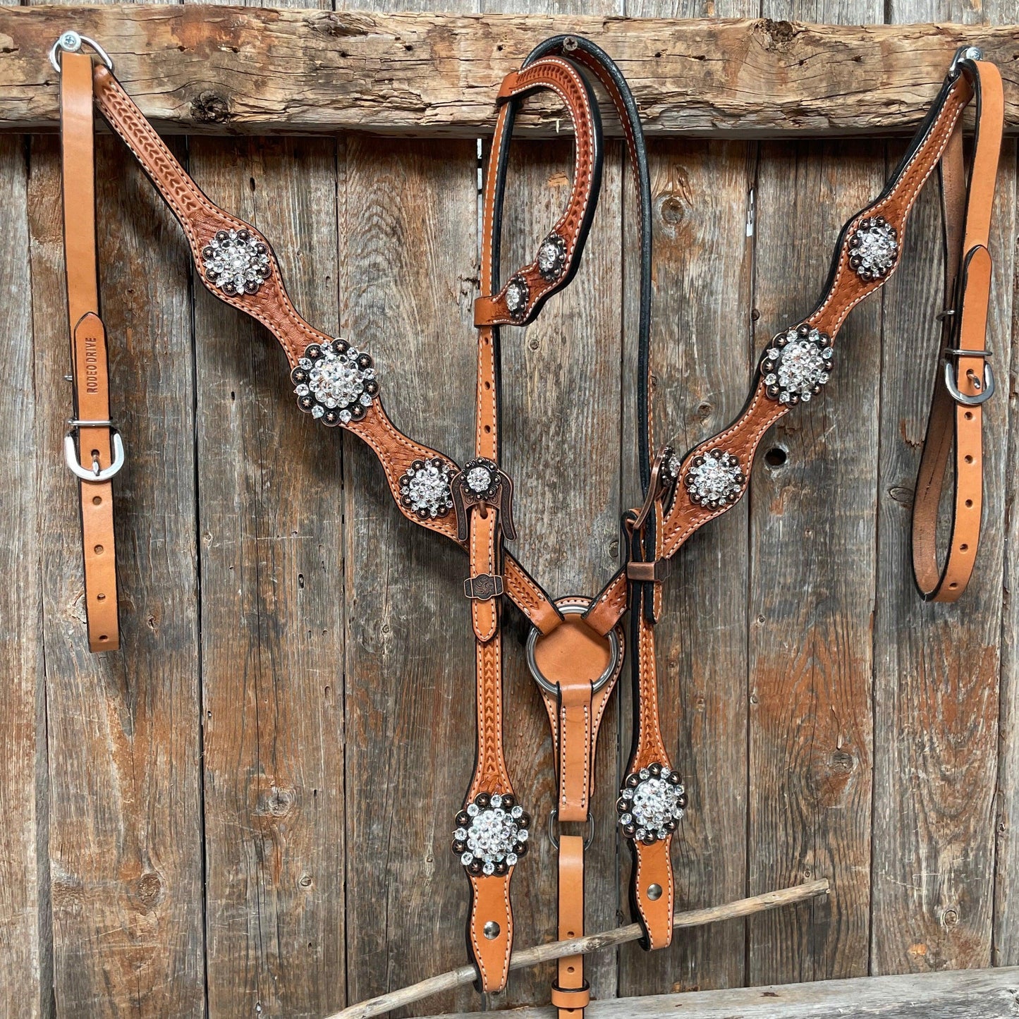 Light Oil Basketweave Clear Browband/One Ear Tack Set  #BBBC497