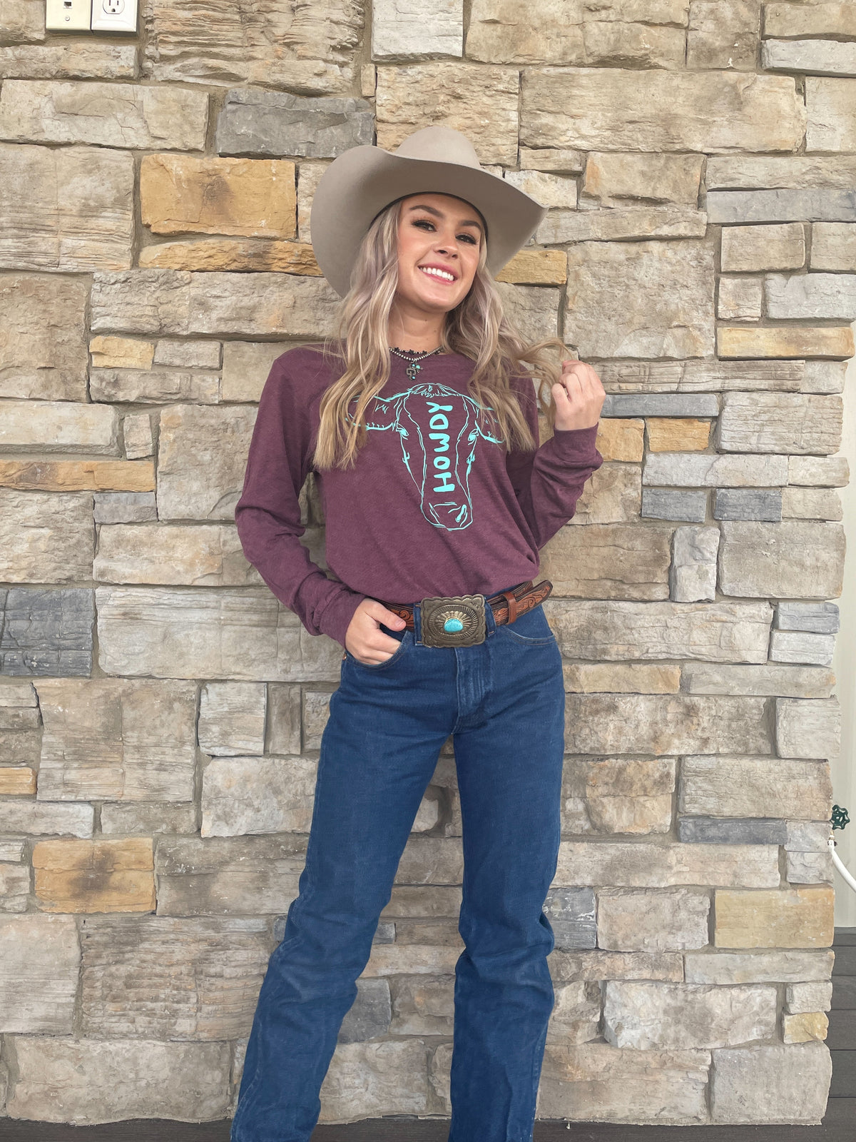 Howdy Cow Longsleeve Tee (Purple)