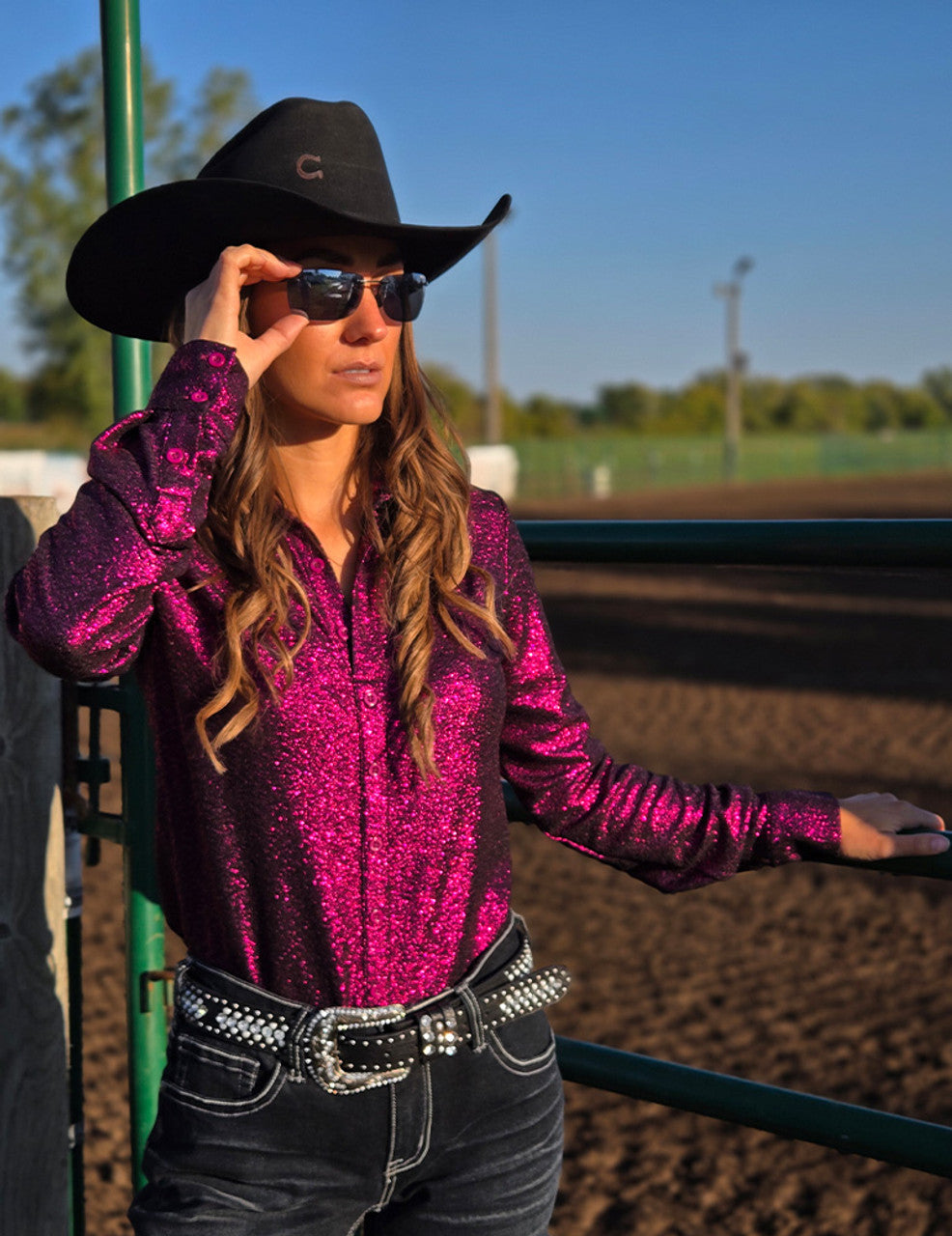 Pullover Button Up (Magenta Shimmer Medium Weight And Medium Stretch)