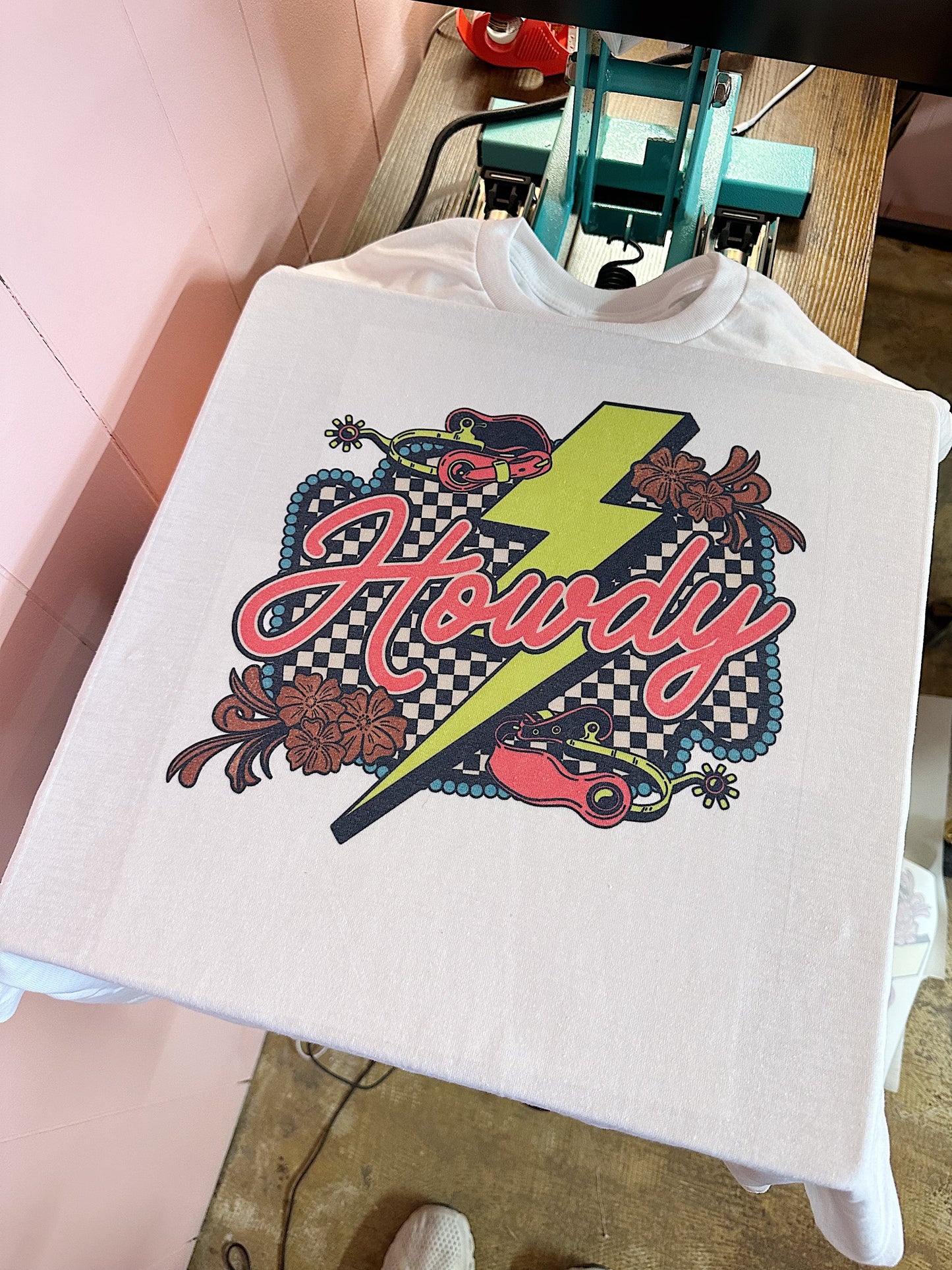 Neon Howdy TEE or CREWNECK