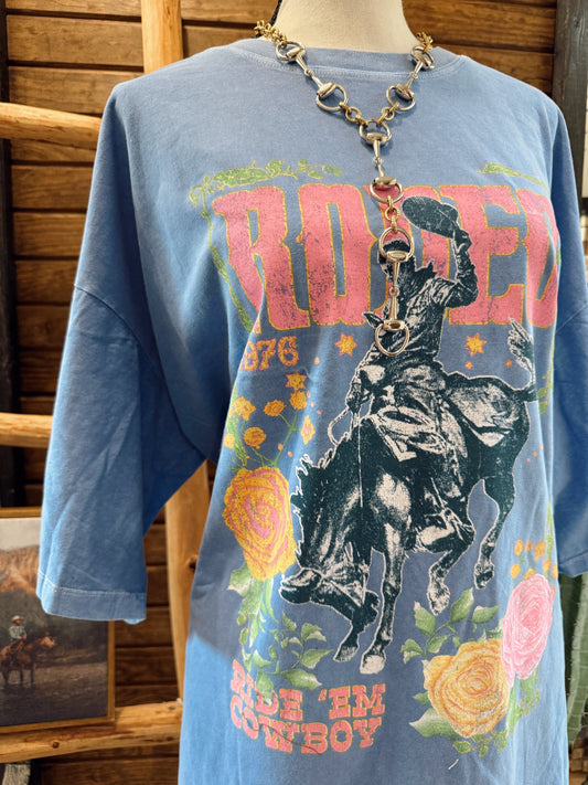The Ride Em Tee - Cobalt