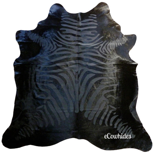 Zebra Black on Black Devore Cowhide