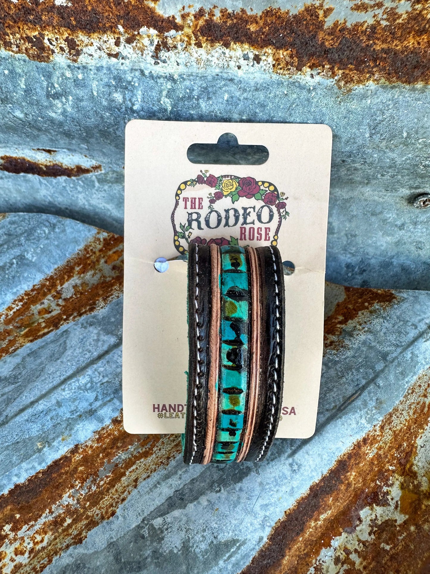 Beaded Turquoise Tooled Cuff