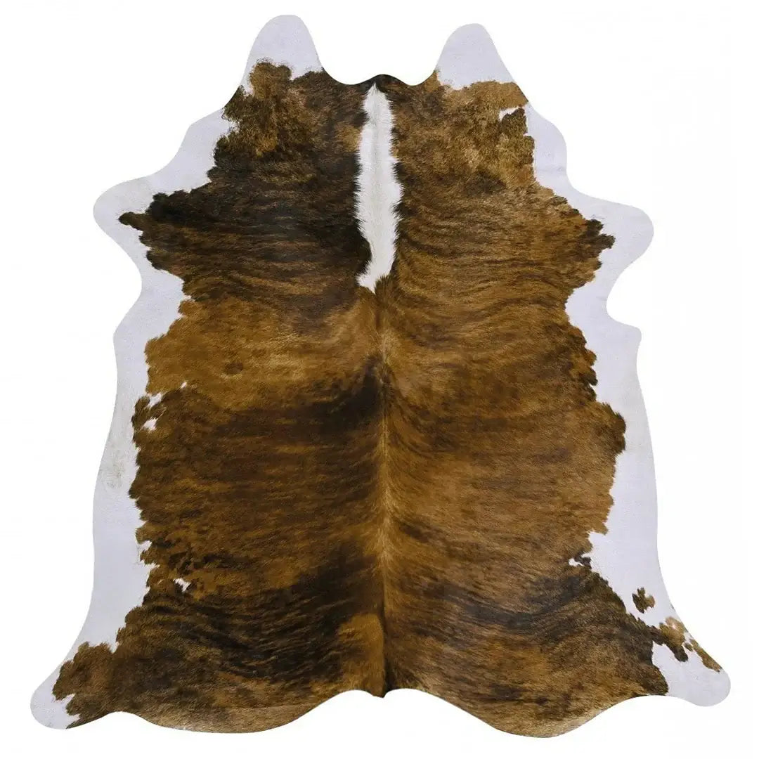 Brindle White Belly and Backbone Brazilian Cowhide Rug: LARGE