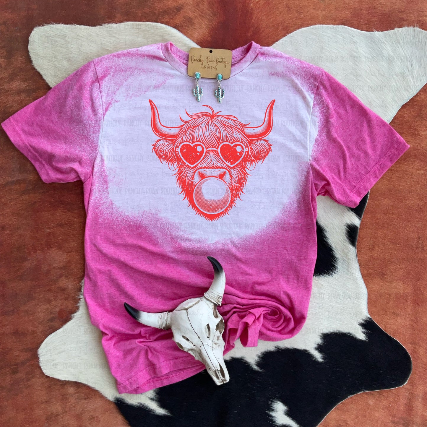 Bubblegum Highland Cow Western Graphic Tee