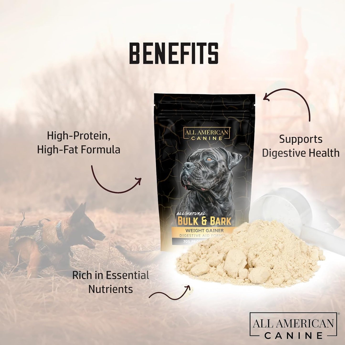 Bulk & Bark Weight Gainer + Digestive Aid Food Topper