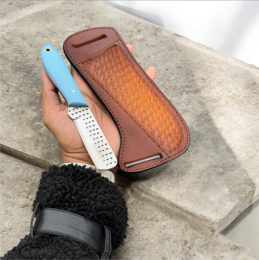 Bull Cutter Cowboy Knife – Rugged Blade with Leather Sheath for Ranch & Outdoor Adventures