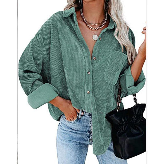 Corduroy Country Chic Shirt – Stylish Single-Breasted Cowgirl Shirt