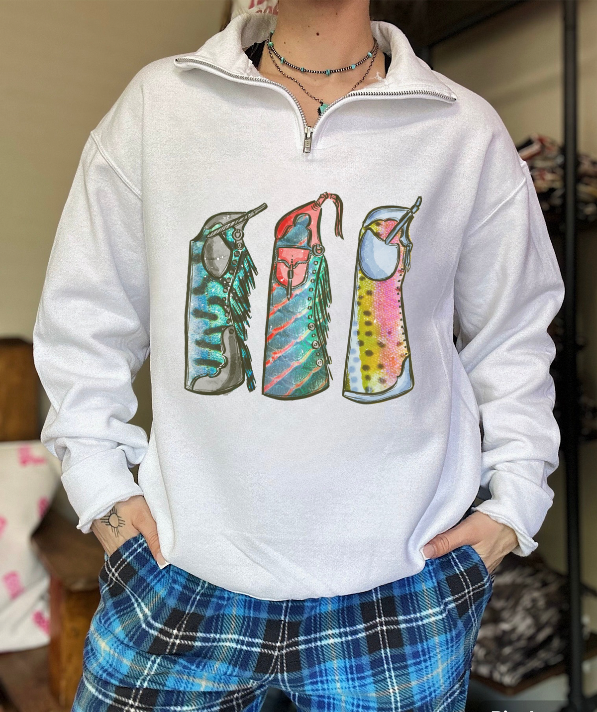 Fishie Print Chaps Quarter Zip