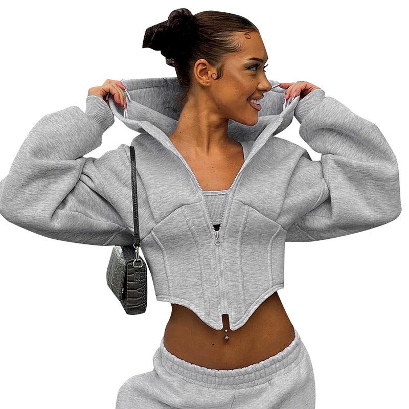 Sculpted Fit Midriff Hoodie - Stylish and Comfortable Gym Hoodie for Women