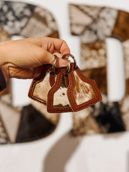 Cow Tag Cowhide Keychain