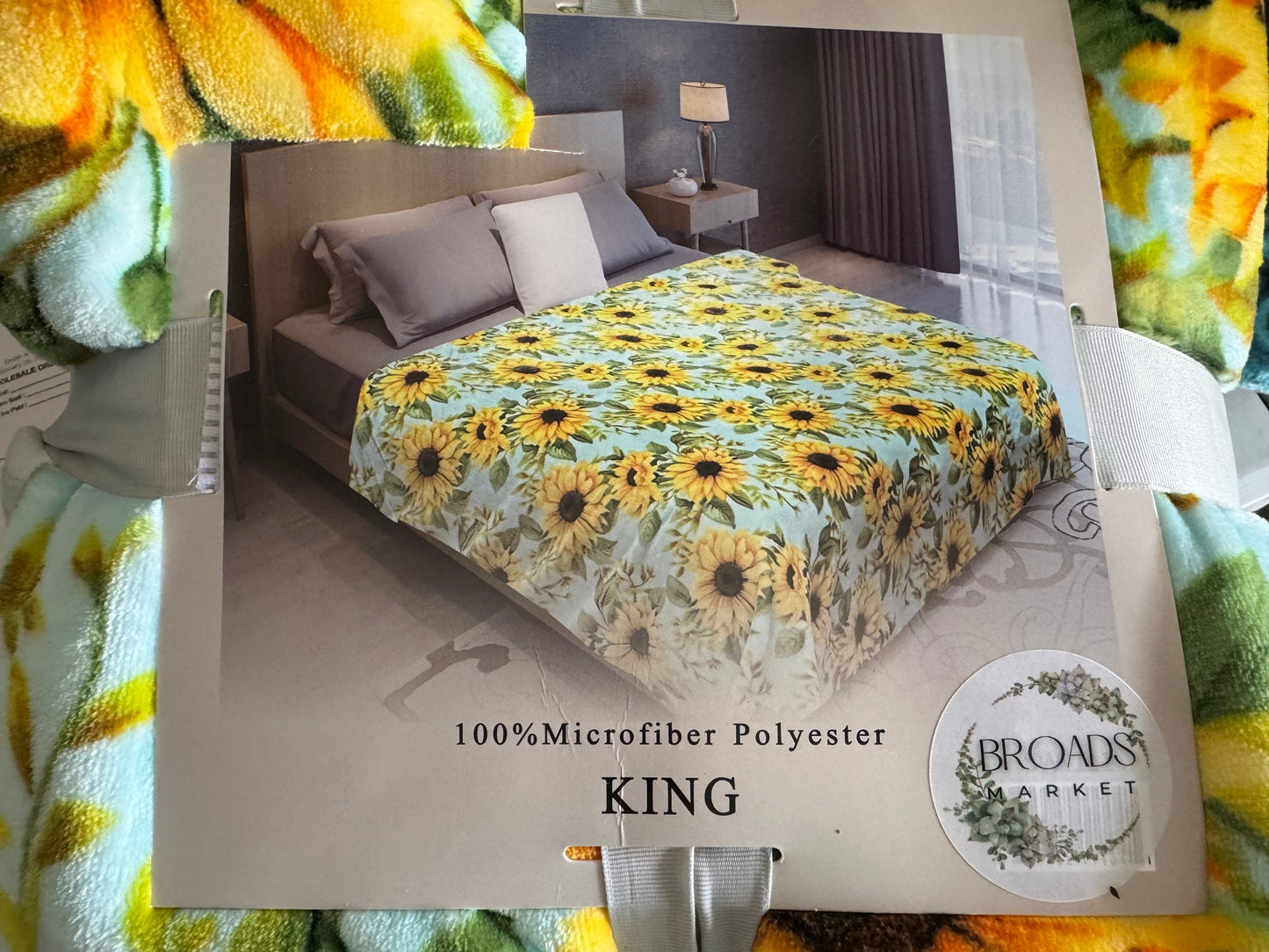 Light Blue Sunflower Super Plush Blanket