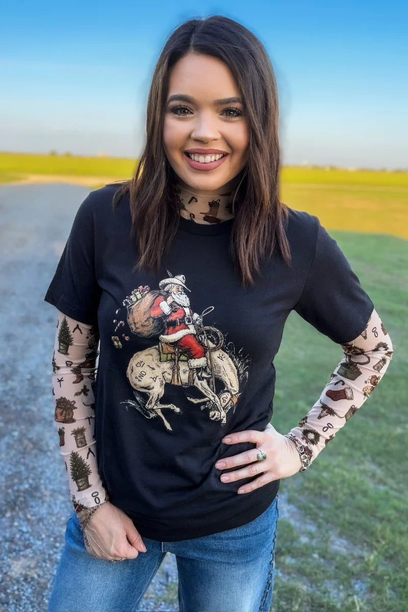 Christmas in Cowtown Mesh top
