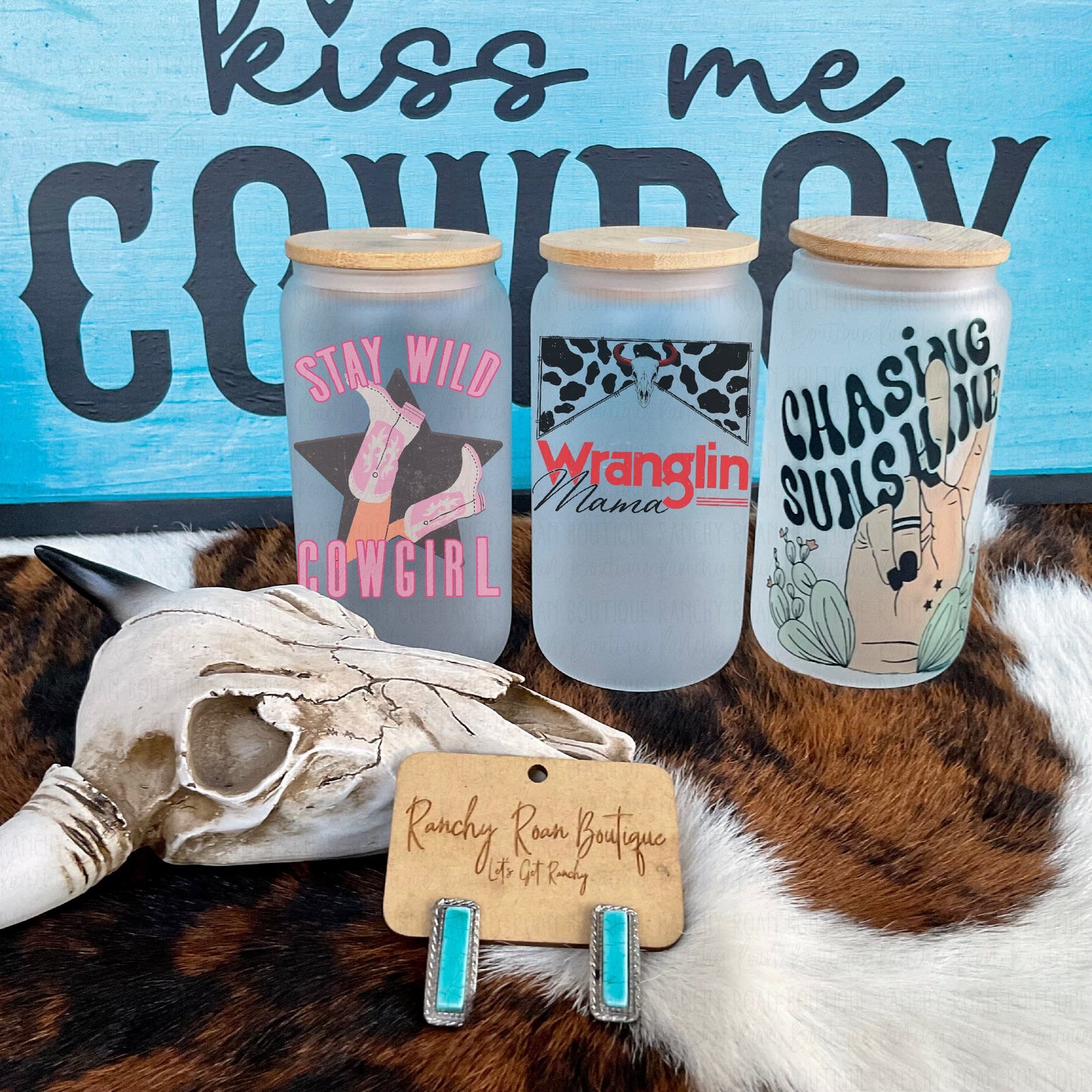 Stay Wild Cowgirl Frosted Glass Western 16 oz Tumbler