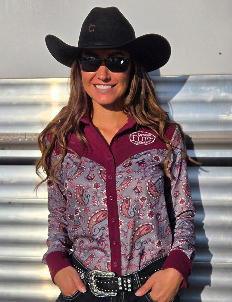 Pullover Button Up (Gray Paisley With Burgundy Medium Weight And Medium Stretch)