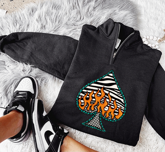 Zebra Spade Quarter Zip