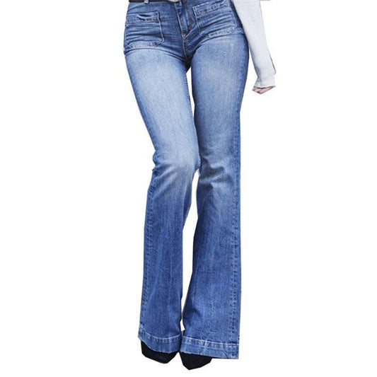 Cowgirl Chic Wide Flare Jeans - Stylish Denim Flare Pants for Trendy Women