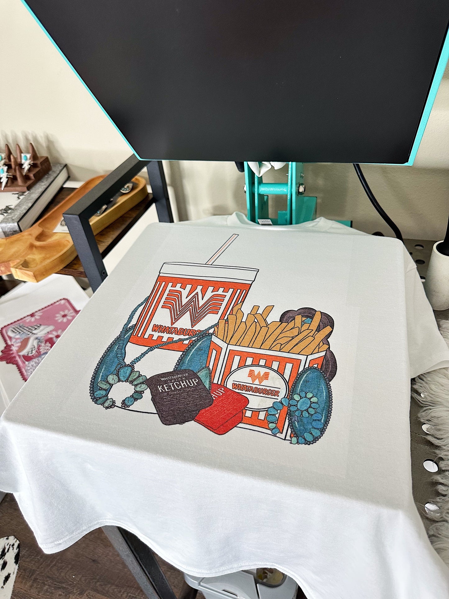 Turquoise Whata TEE or CREWNECK