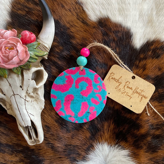 Turquoise and Pink Leopard Freshie