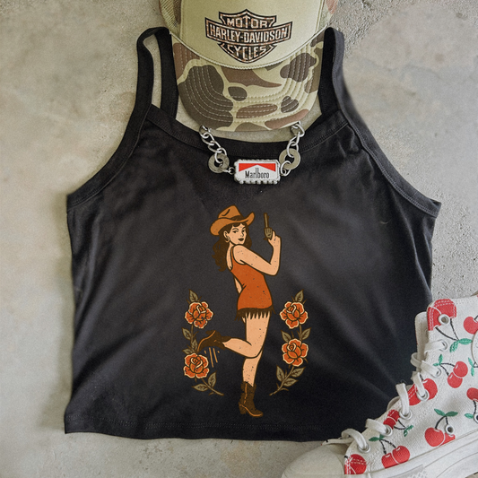 Vintage pinup Micro rib Spaghetti Strap Tank