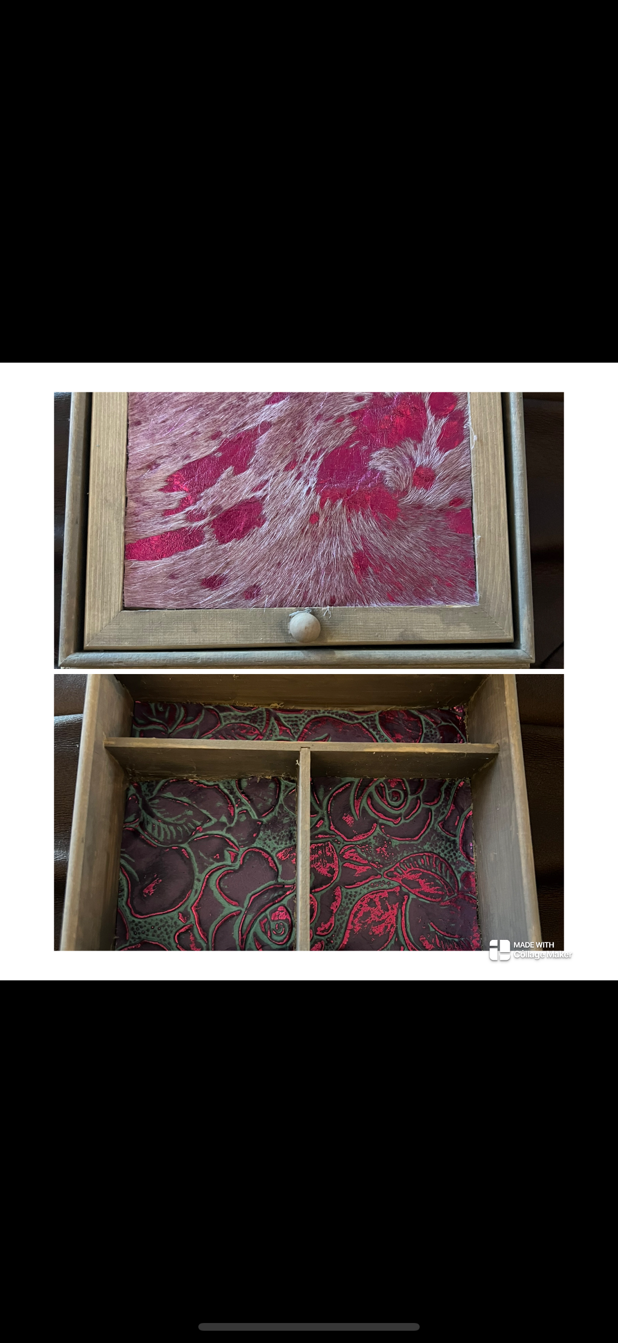 Punchy Red Mare Cowhide n leather 7.5”wooden jewelry box *Pink cowhide