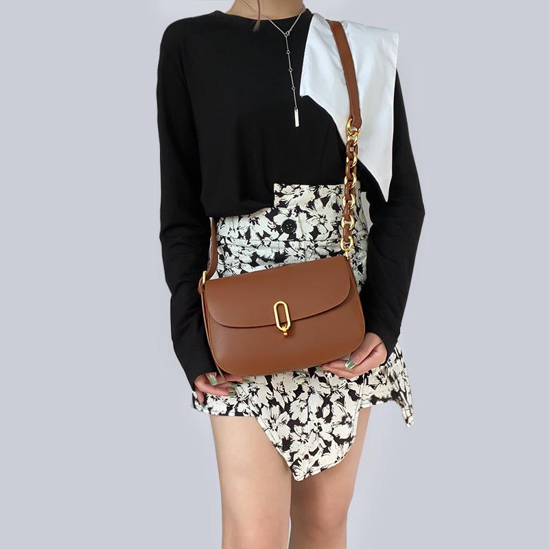 Luxury Retro Cowgirl Saddle Bag | Genuine Leather Brown Handbag