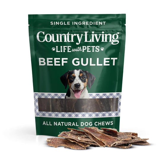 Country Living 6” Gullet Flats Dog Treats – 20 Count Bag – All-Natural Beef Esophagus Chews – High-Protein, Easily Digestible, Single-Ingredient Dog Treats – Grain-Free & Long-Lasting