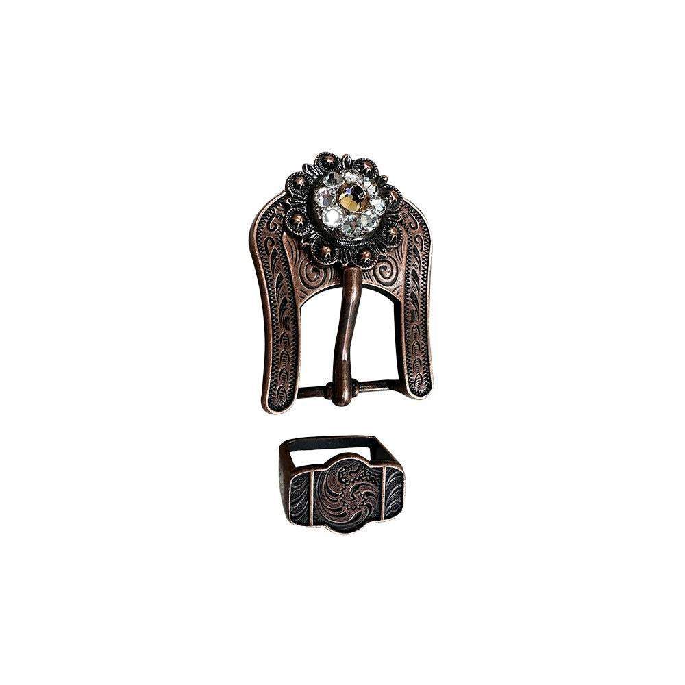 Copper Champagne, Clear Crystal Conchos Sizes from 1"-3" and Buckles