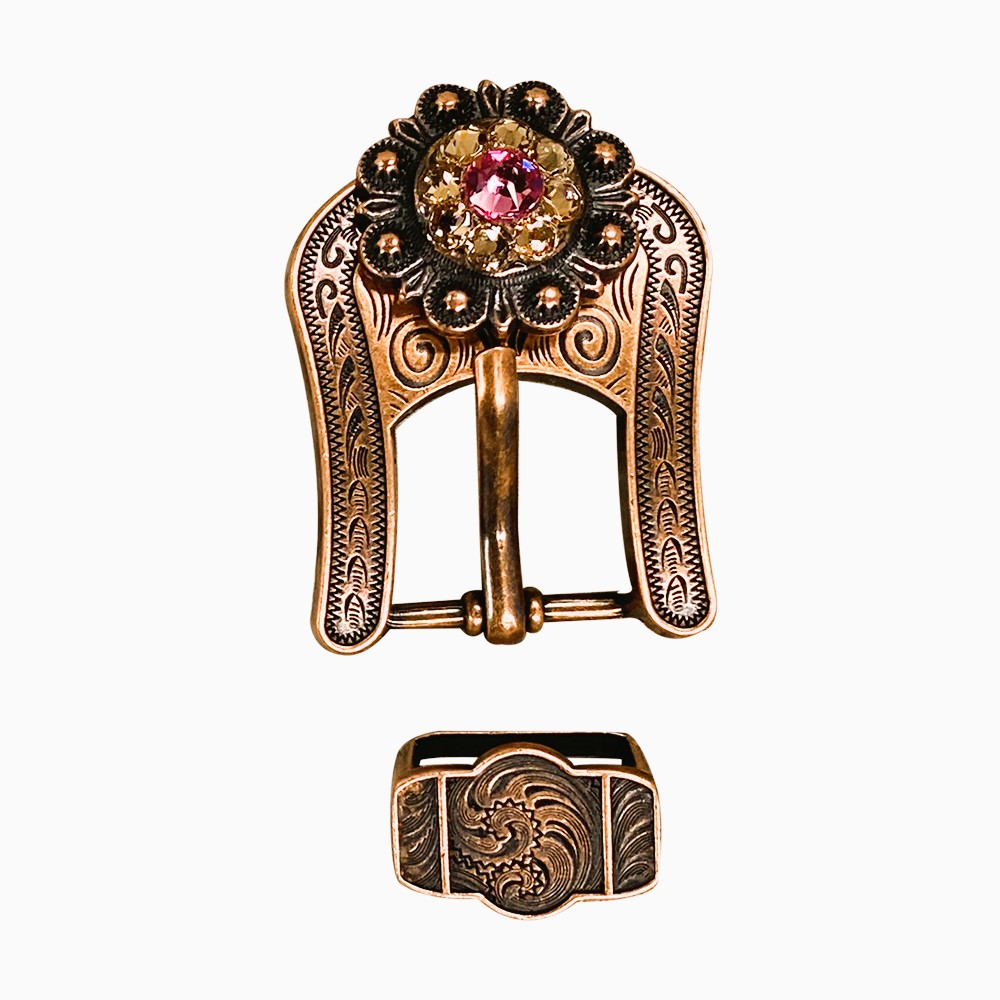 Copper Pink - AB - Champagne - Crystal Conchos Sizes from 1"-3" and Buckles