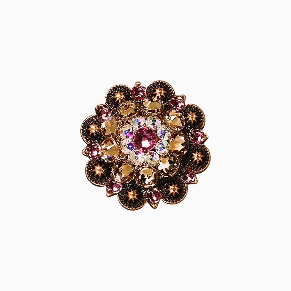 Copper Pink - AB - Champagne - Crystal Conchos Sizes from 1"-3" and Buckles