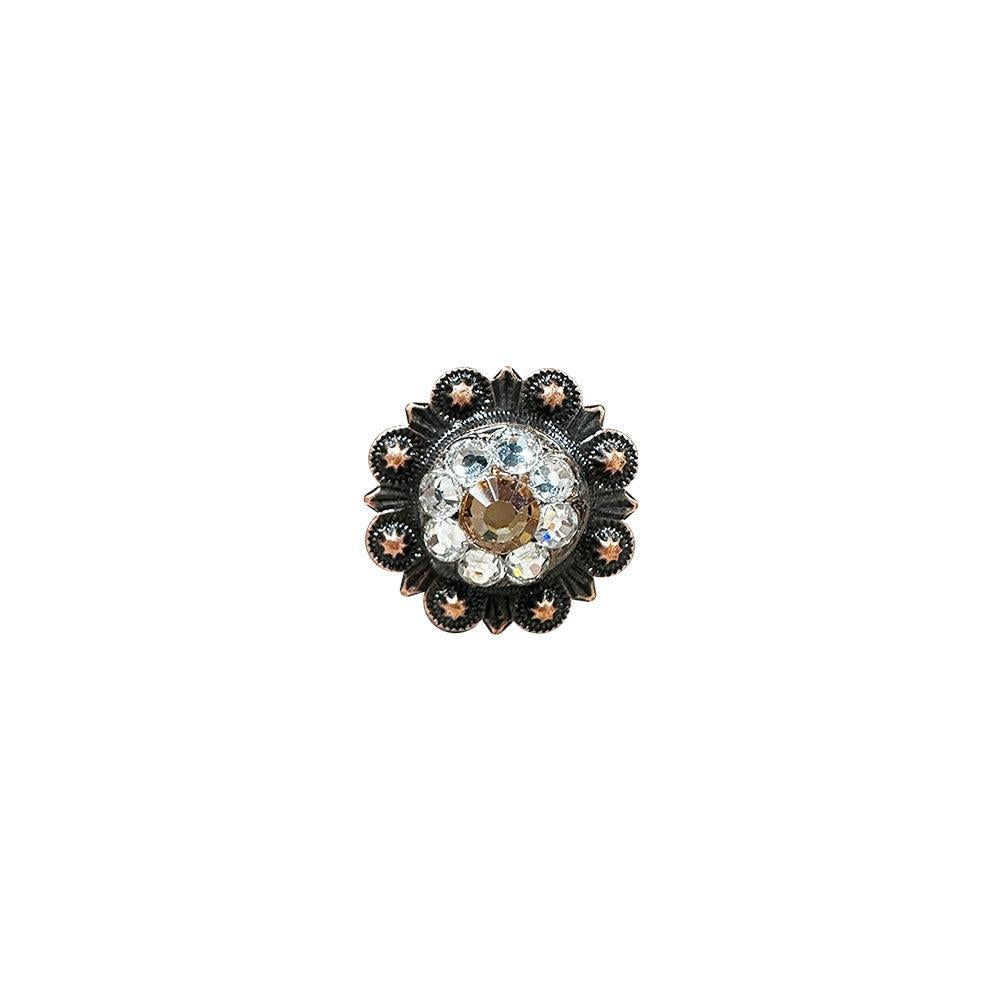 Copper Champagne, Clear Crystal Conchos Sizes from 1"-3" and Buckles