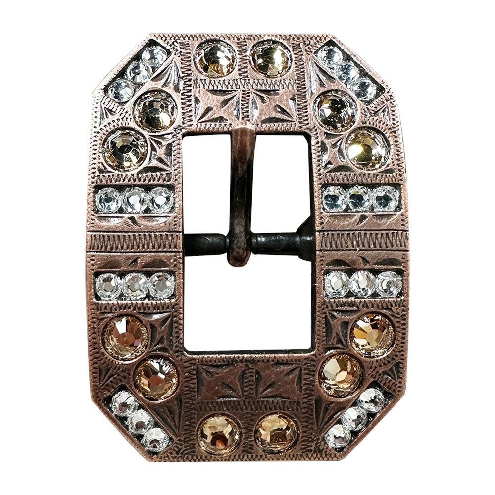 Copper Champagne, Clear Crystal Conchos Sizes from 1"-3" and Buckles