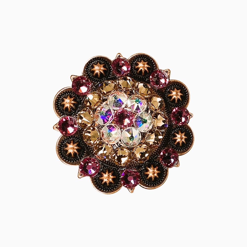 Copper Pink - AB - Champagne - Crystal Conchos Sizes from 1"-3" and Buckles