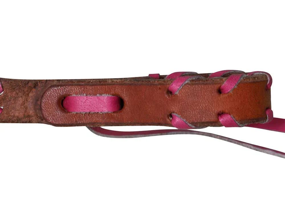 Western Split Reins with Pink Braiding