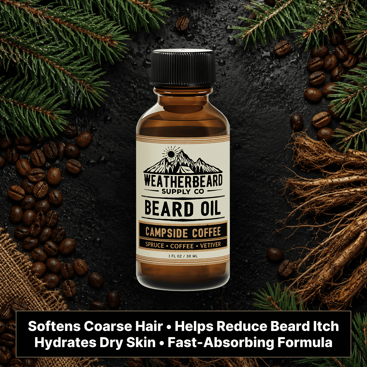 Campside Coffee Beard Oil - Spruce, Coffee, Vetiver