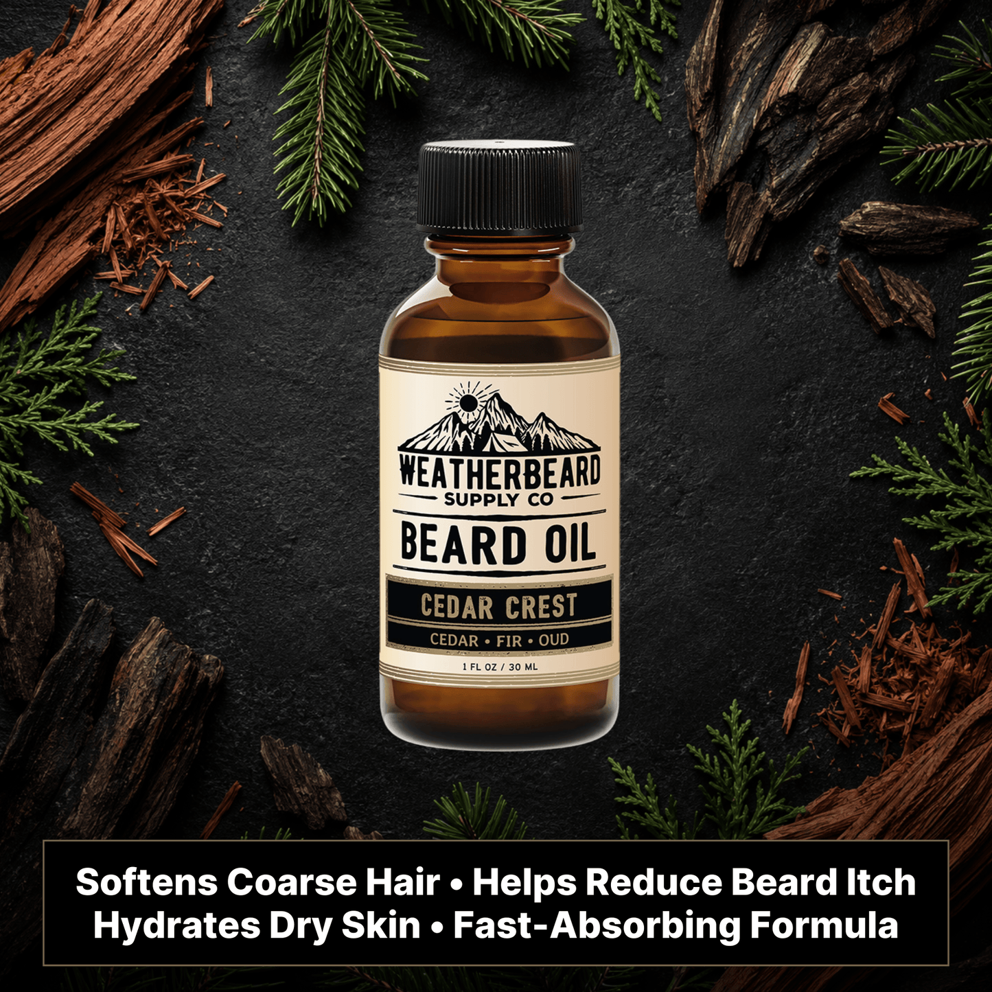 Cedar Crest Beard Oil - Cedar, Fir, Oud