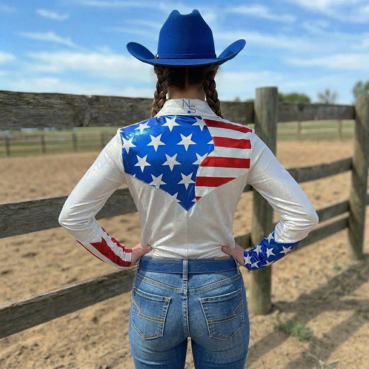 Neon Spur American Pie Metallic Western Pearl Snap Rodeo Shirt