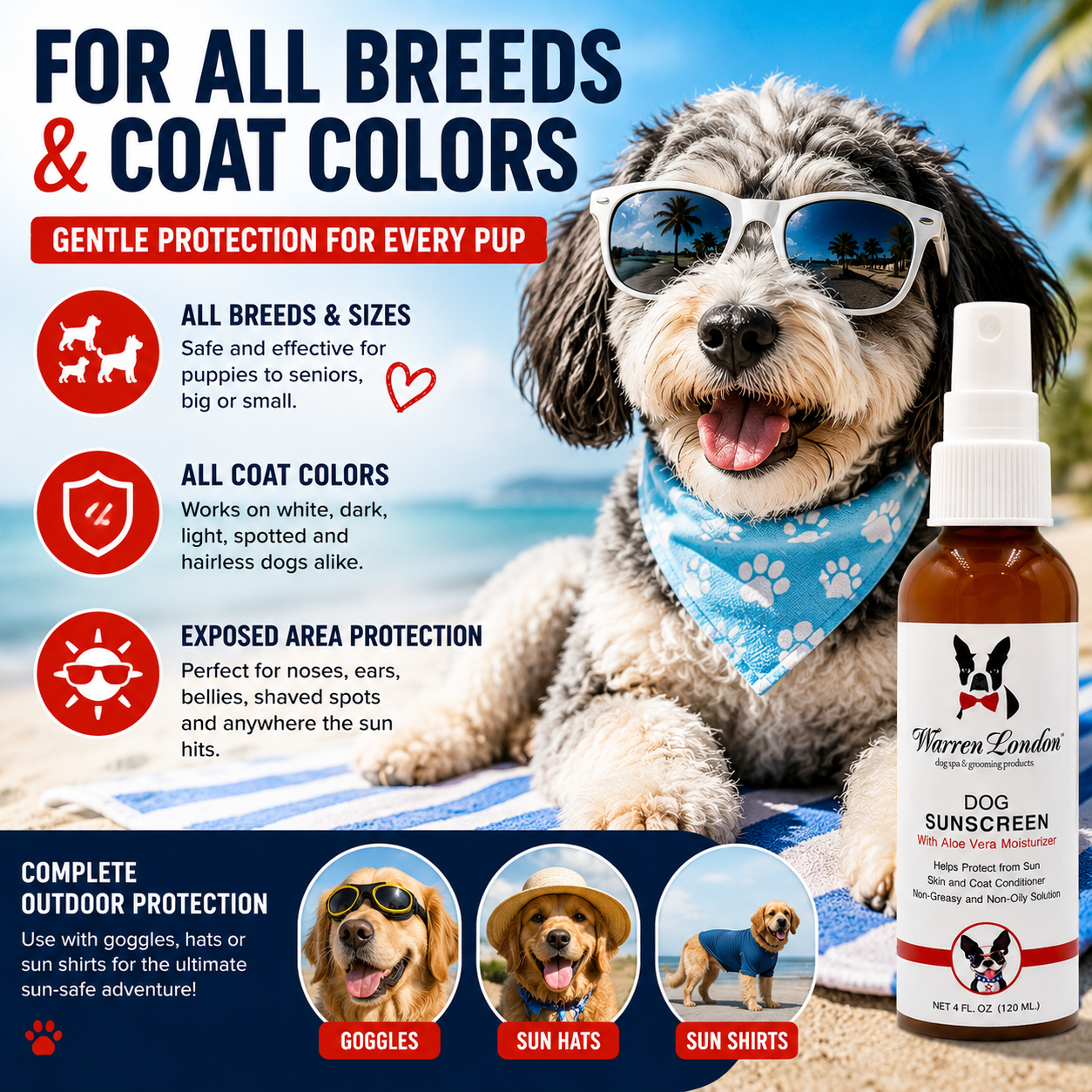 Dog Sunscreen With Aloe Vera Moisturizer
