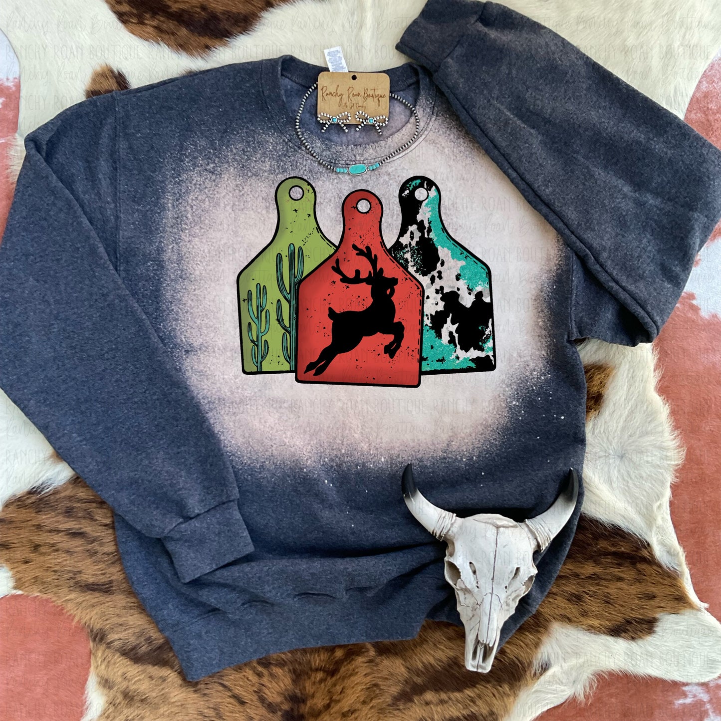 Christmas Tag Western Sweatshirt
