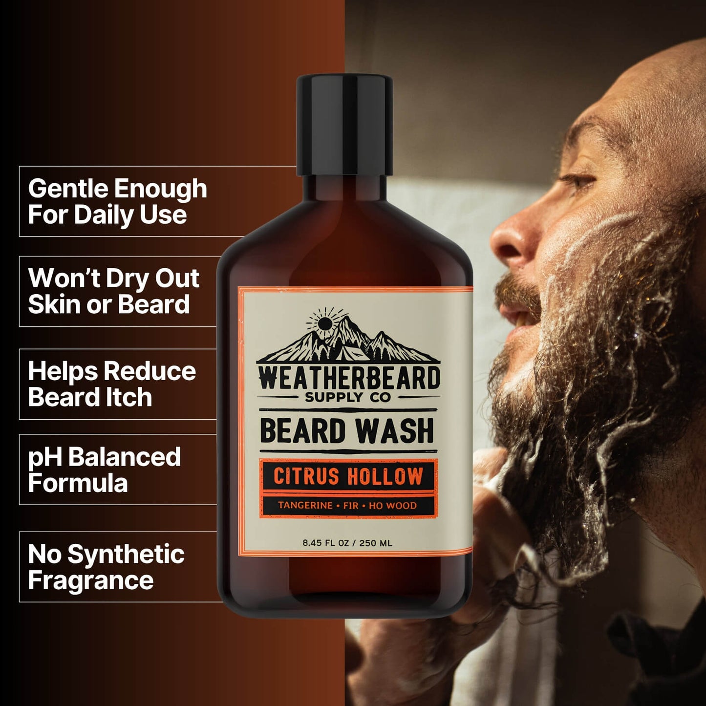 Citrus Hollow Beard Wash - Tangerine, Fir, Ho Wood