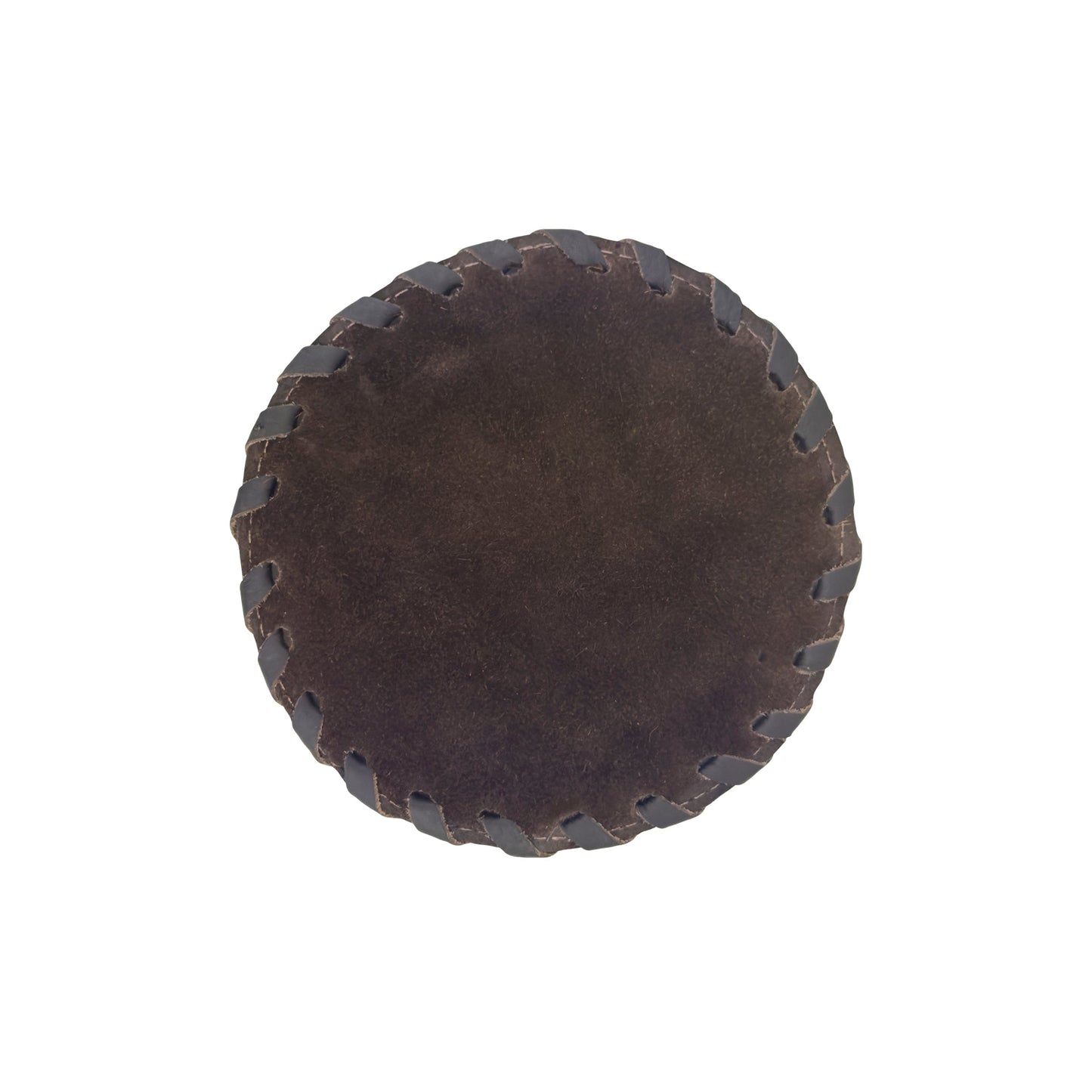American West at Home Hair-On Hide 5" Round Coaster with Suede Backing - Brindle Center