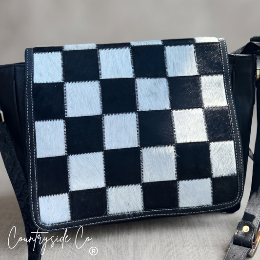 Bandera Nights Checkered Cowhide Concealed Carry Purse