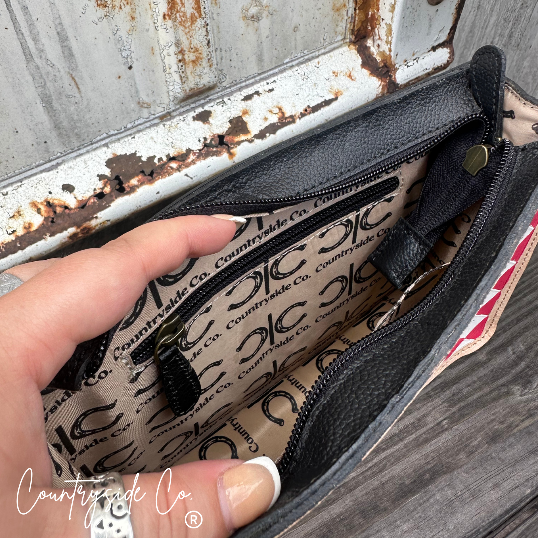 Heartbreaker Checkered Leather Purse with Wristlet