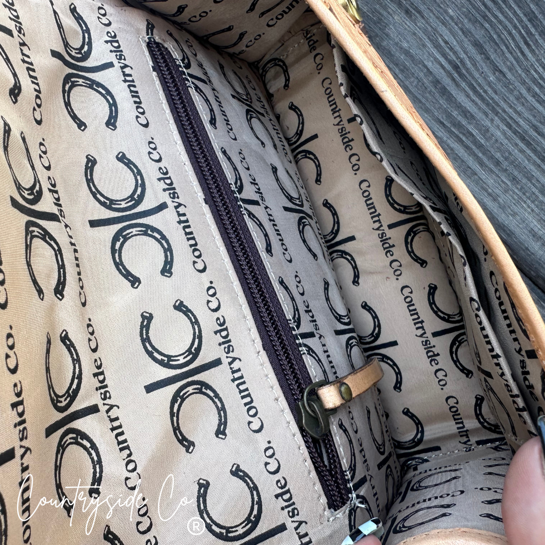 Countryside Charm Tooled Leather Clutch, Purse