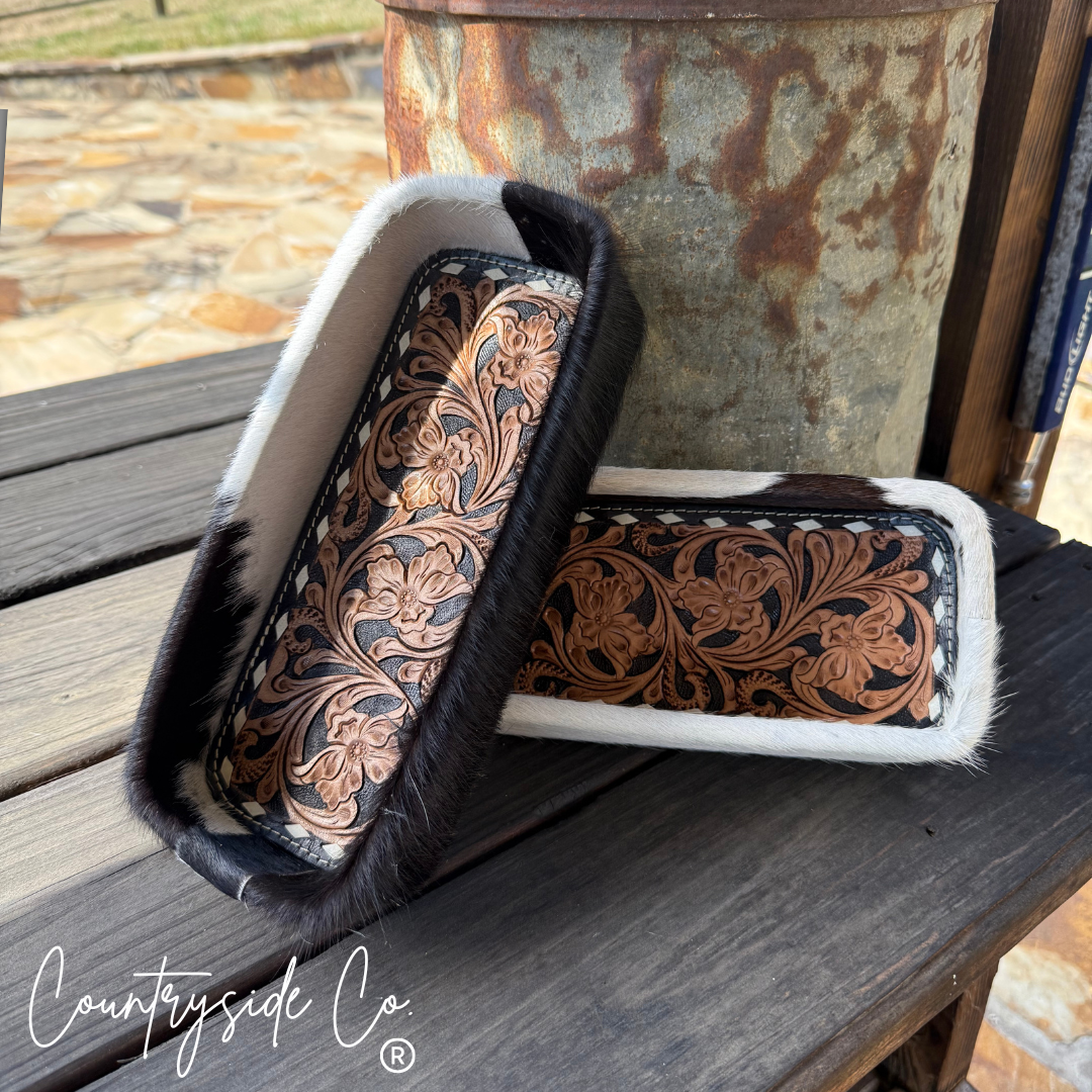 Tooled Leather & Cowhide Tray