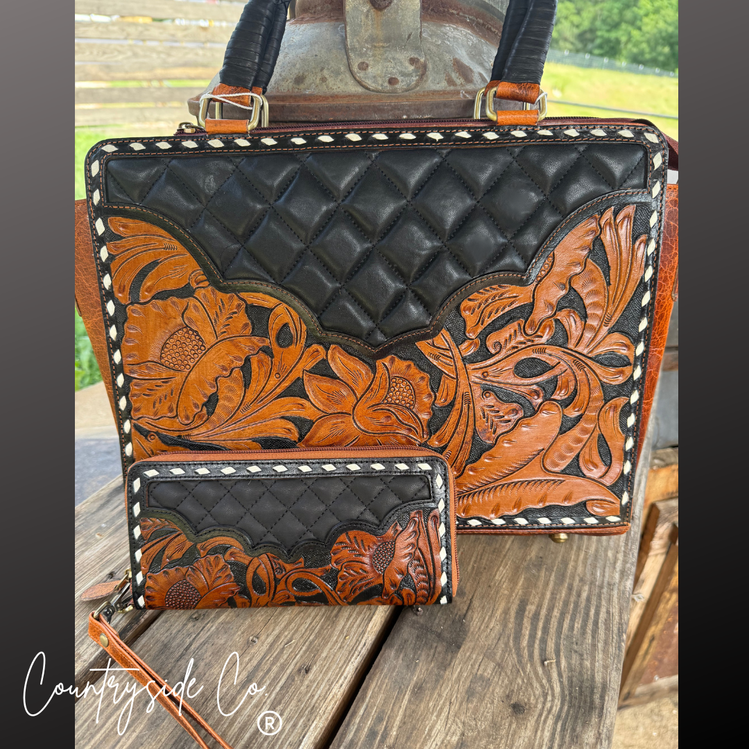 Laney Tooled Leather Wallet Wristlet